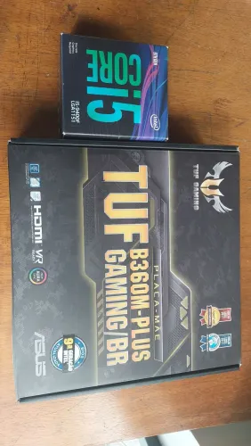KIT Placa mãe TUF B360M-PLUS GAMING/BR ASUS e processador Intel I5-9400F (com cooler)<br>
