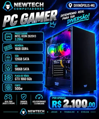 PC Gamer Xeon 2620v3 3.2Ghz / Mem 16Gb / SSD 120GB+HD 500GB / GTX 1660 6Gb (aceito cartão)