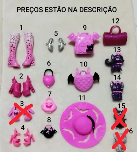 Acessórios variados Draculaura G3 Monster High ( LEIA A DESCRIÇÃO)