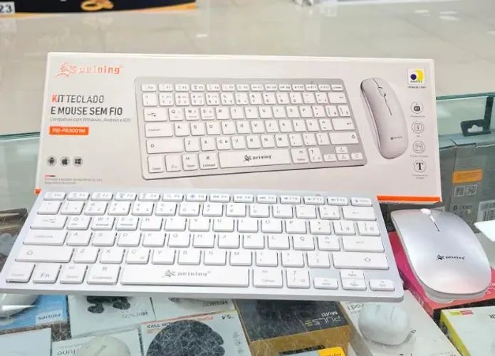 KIT TECLADO E MOUSE SEM FIO BLUETOOTH SLIM PEINING