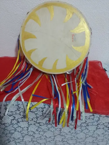 Pandeiro Novo Decorado Profissional  cigano com fitas coloridas