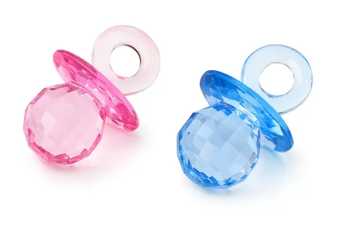 Kit Lembrancinha Bebê 100 Unidades Acrílica 50 Rosa 50 Azul