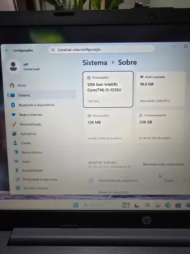 HP core i5 12°gen 16gb ssd 256gb