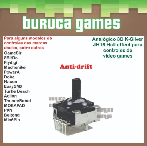Analógico 3D Hall Effect K-Silver JH16 para controles GameSir, 8Bitdo, Machenike, Flydigi