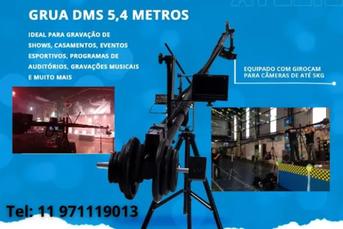 Vendo Grua DMS de 3m até 5.4m de lança C/ Motor de Giro da Cabeça Tilt e Pan - S/ Monitor