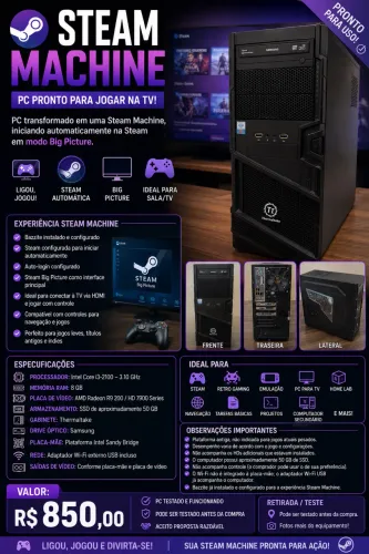STEAM MACHINE - PC i3 + Radeon R9 + 8GB RAM