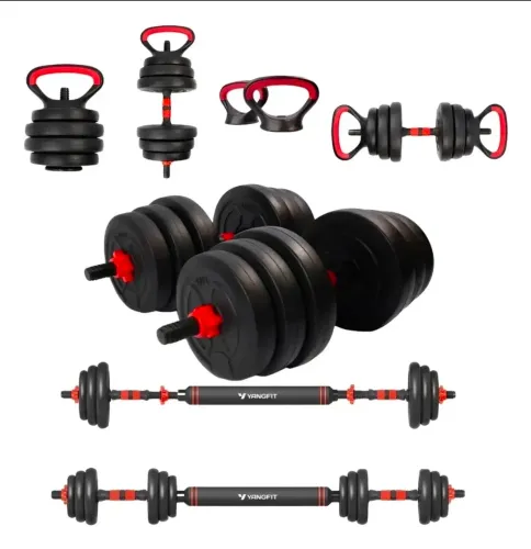 Halter Anilha Barra Kettlebell Kit Musculação 6 Em 1- 40kg