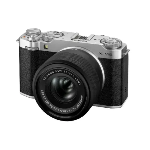 Kit Câmera Digital Fujifilm X-M5 Prata + Lente Zoom Fujifilm Fujinon XC15-45mm + Flash 