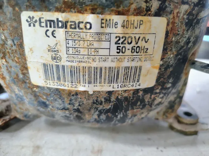 Motor Compressor 1/8 HP Embraco Gás R134 220V