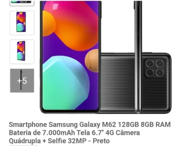 Samsung Galaxy M62 128GB - Tela e estrutura sem riscos - LEIA DESCRIÇÃO
