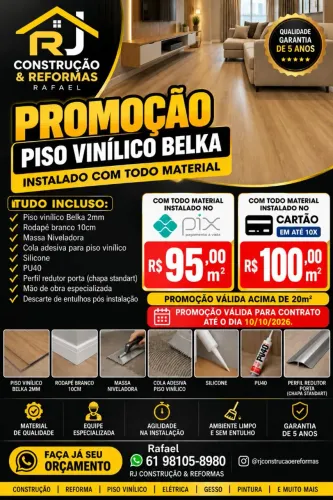 PISO VINÍLICO - INSTALAÇÃO - BRASÍLIA + ENTORNO