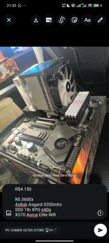 Kit AM4 Placa mãe + Processador + 32gb Ram + SSD 1tb XPG + Air cooler DeepCool