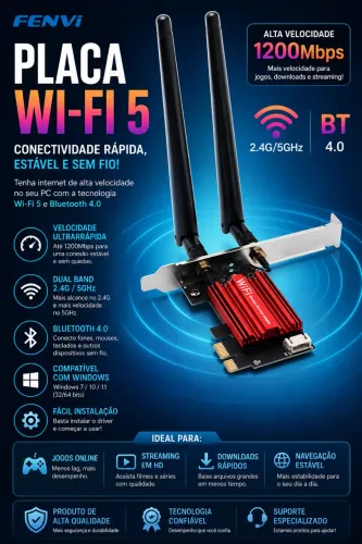 Placa de rede wi-fi e Bluetooth Nova Entregamos