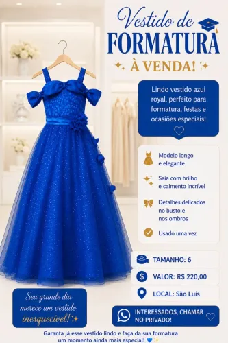 Vestido de formatura para criança.