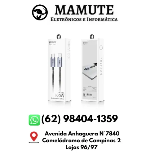  Cabo USB-C para USB-C NeoBraided 100W 1 Metro Hrebos Premium