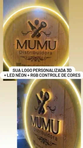 Placa Personalizada 3D + Led Neon