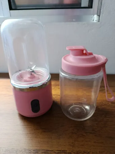 Mini Liquidificador Portátil USB Rosa + Copo Extra (Funcionando!)