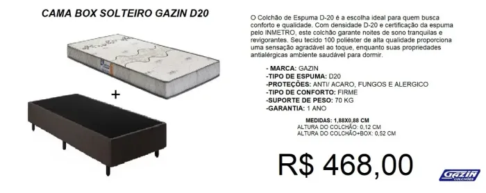 Colchão + box + compre hoje e receba em até 72 horas 