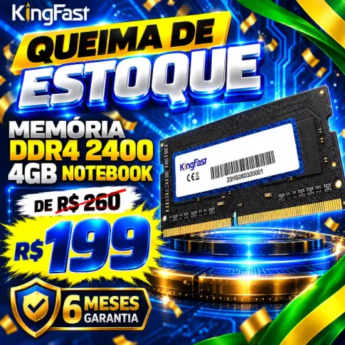 KINGFAST DDR4 2400 - 4GB -  NOTEBOOK - ENTREGA GRÁTIS + 6 MESES GARANTIA