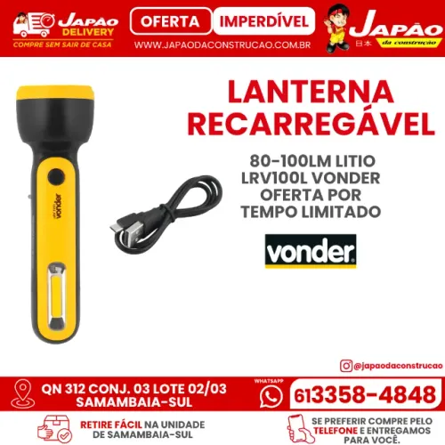 Lanterna Recarregável 80-100lm Litio Lrv100l Vonder Oferta Por Tempo Limitado