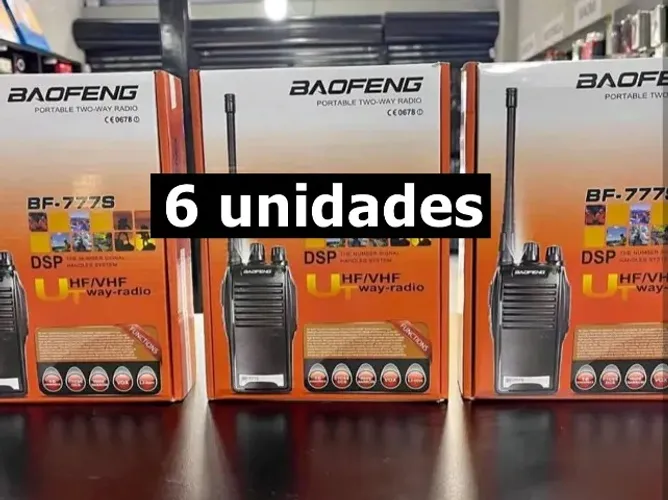 6 unidades de rádio comunicador BF777s, com acessorios (novos)