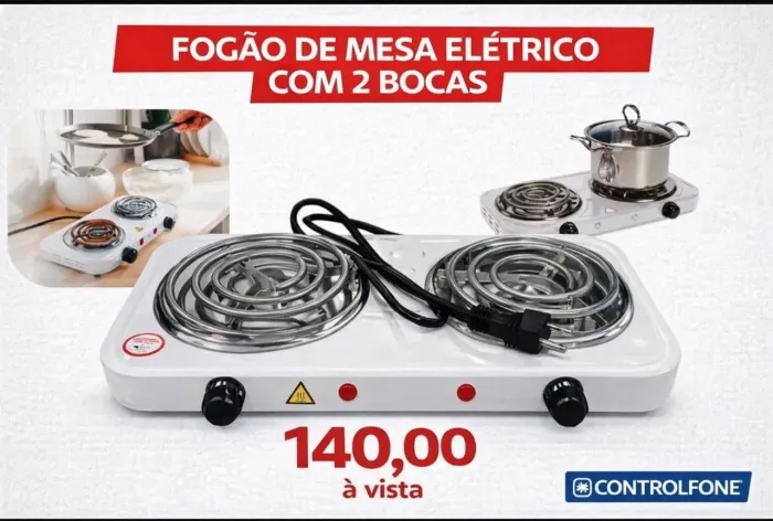 Fogão elétrico com 2 bocas