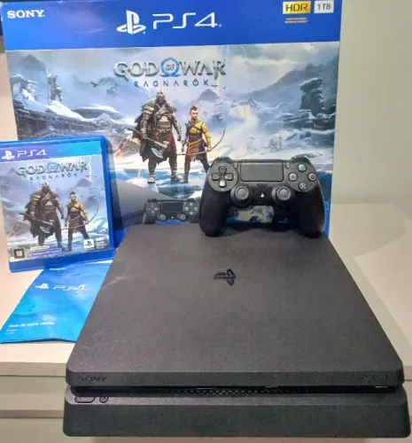 PS4 SLIM 1TB COMPLETO + JOGOS! NA CAIXA! INTACTO! TROCO! PARCELO 12X