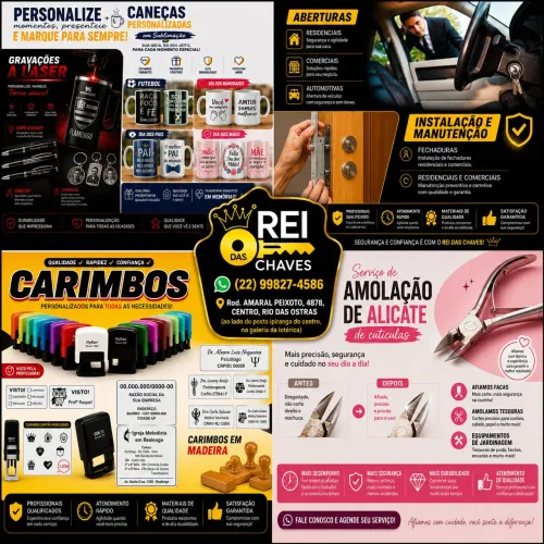 Chaveiro, Amolação e Afiação, Carimbo, Foto 3x4, Impressão, Caneca e Camisa Personalizada 