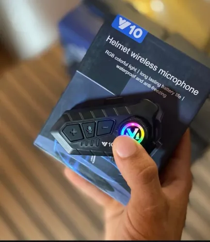 Fone Bluetooth para Capacete Moto V10 ANJ.GG com LED RGB
