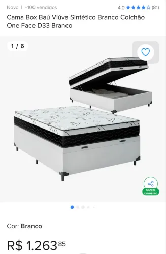 Cama Baú + colchão (novo)