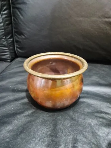 Cachepot Antigo em Cobre e Latão - Peça Decorativa Vintage 16cm