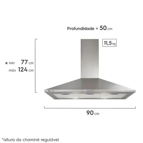 Coifa de parede inox Electrolux 90cm