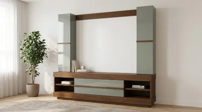Painel Home p/ TV MDF Novo Torres Verde-Acinzentado 160cm