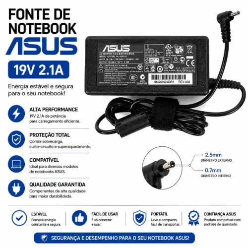 Fonte de Notebook Asus 19V 2.1A