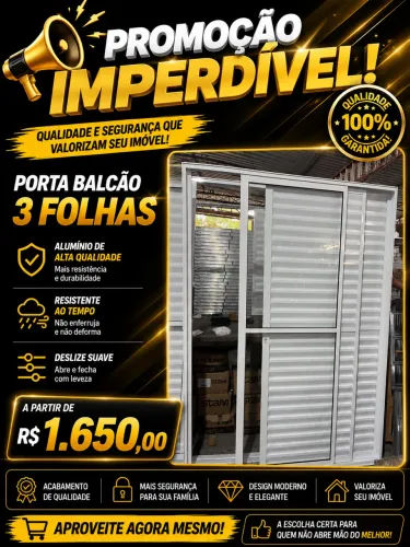 Promoção de portas balcão alumínio branco