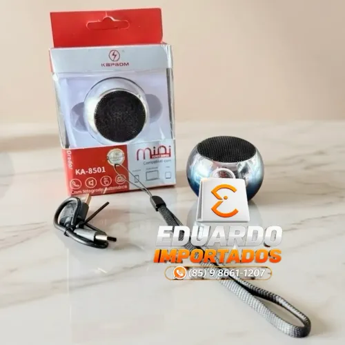 Mini Caixinha de Som Bluetooth Metálica com alça Kapbom - Som Alto e Portátil