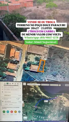 Terreno no Poço Doce Paracuru ( Troco em Carro)