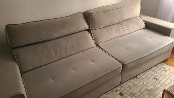 Sofá Retrátil 2.90m Cinza Claro - Sylvia Design