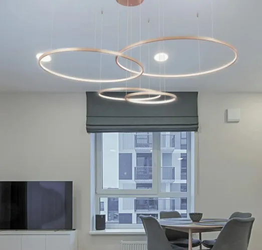 Lustre Pendente Led 4 arcos dourado