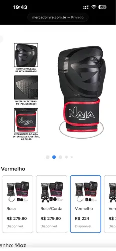 Luva de boxe e muay thay naja