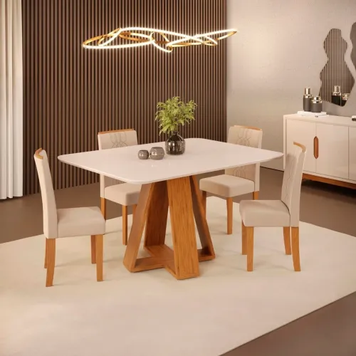 Mesa de jantar com vidro com 4 cadeiras - Entrega e montagem tais
