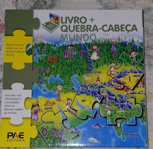 Quebra-Cabeça Mapa Mundo + Livro 110 Peças Novo Lacrado