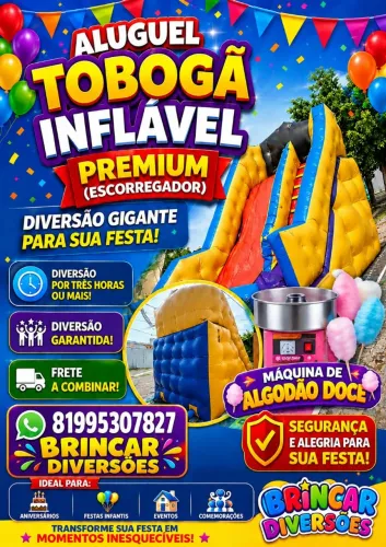 Aluguel de tobogã e máquina de algodão doce