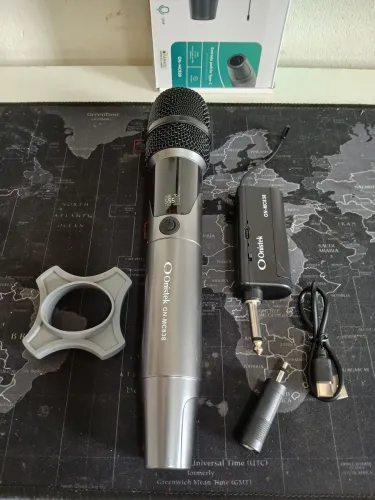 Microfone sem fio UHF recarregável USB-C/ OFERTA IMPERDÍVEL