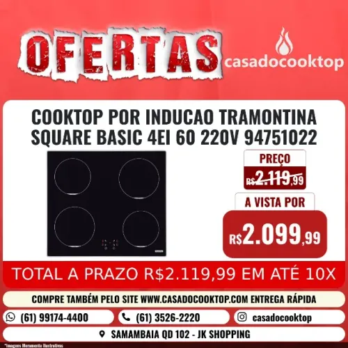 COOKTOP POR INDUCAO TRAMONTINA SQUARE BASIC 4EI 60 220V *