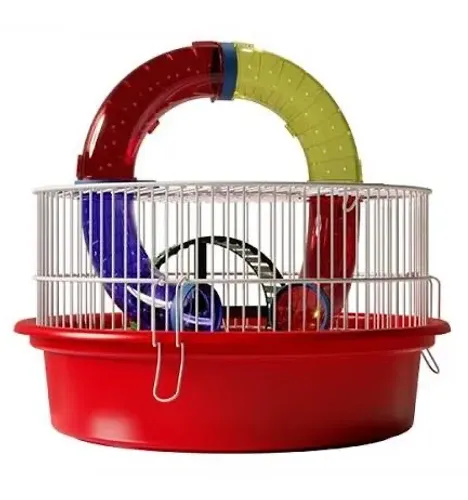 Gaiola de hamster redonda com tubo 