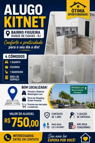 Kitnet na Figueira, Duque de Caxias, RJ
