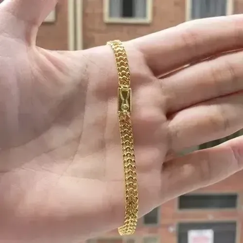 Pulseira Grumet Soldada 4mm banhada a ouro 18k (Fecho Gaveta)