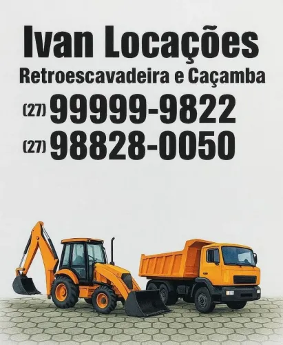 Retro escavadeira e caminhao caçamba 