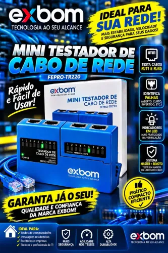 Mini Testador de Cabo de Rede Exbom Rj45 RJ11 Novo Promoção